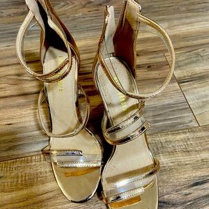 Metallic gold heels
